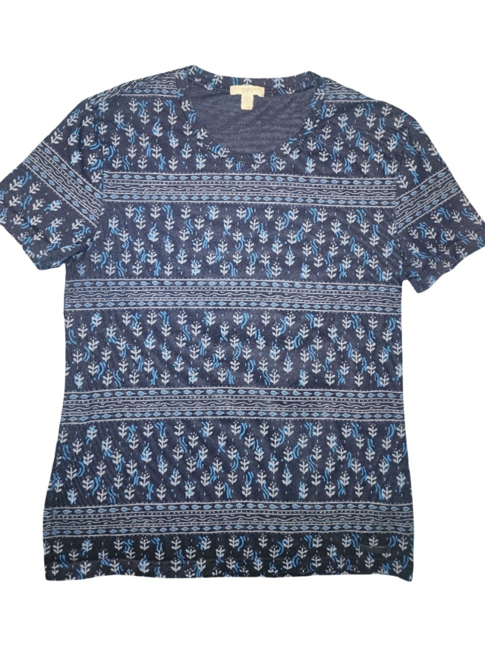 BURBERRY BRIT✨ RARE ARCHIVAL Geometric Indigo Print Tee - Sz S - Very Good Shape